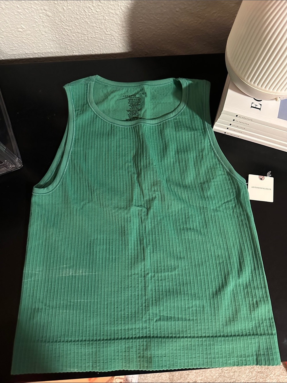 Anthropologie Emerald Green Ribbed Tank